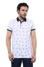 White Printed Polo Men's T-Shirt