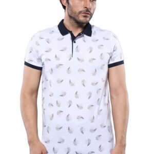White Printed Polo Men's T-Shirt | Wessi