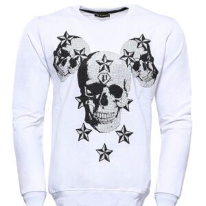 White Skulls Printed Sweatshirt - Wessi