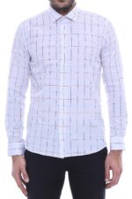 White-Slim-Fit-Plaid-Mens-Shirt-Wessi-2