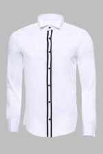 White Stand Collar Formal Shirt