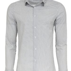 White Tiny Check Patterned Slim Fit Shirt - Wessi