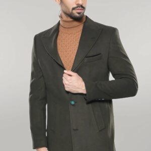 Wide Lapel Green Men Peacoat - Wessi