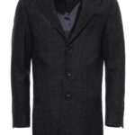 Wide Lapel Striped Slim Fit Anthracite Men Coat - Wessi