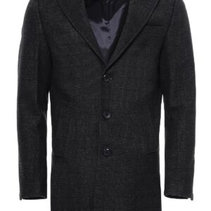 Wide Lapel Striped Slim Fit Anthracite Men Coat - Wessi