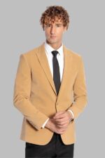 Wide Lapel Velvet Apricot Men Blazer