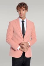Wide Lapel Velvet Pink Men Blazer