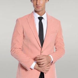 Wide Lapel Velvet Pink Men Blazer - Wessi