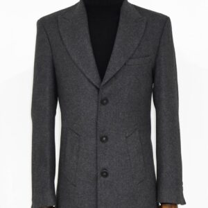 Wide Lapel Wool Anthracite Men Coat - Wessi