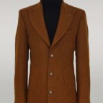 Wide Lapel Wool Brown Men Coat - Wessi