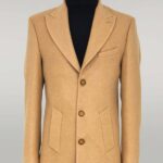 Wide Lapel Wool Cream Men Coat - Wessi
