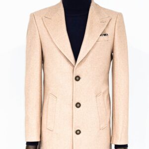 Wide Lapel Wool Light Pink Men Coat - Wessi