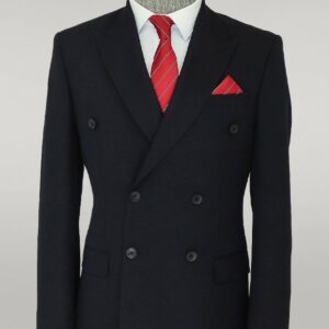 Wide Peak Lapel Patterned Double Breasted Black Men Suit  - Wessi