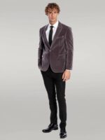 Wide-Peak-Lapel-Single-Button-Velvet-Grey-Men-Blazer-Wessi-2