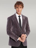 Wide-Peak-Lapel-Single-Button-Velvet-Grey-Men-Blazer-Wessi-3