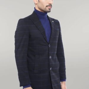 Wide Pointed Collar Black Men Coat - Wessi