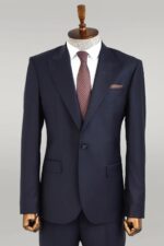 Wool Navy Blue Men Suit