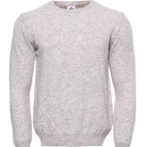 Wool Plain Beige Knitwear Men's Sweater - Wessi