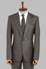 Wool Slim Fit Brown Men Suit