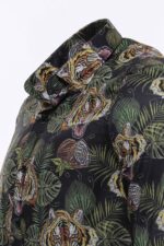 Yellow-Black-Leaf-Patterned-Long-Sleeves-White-Men-Shirt-Wessi-3