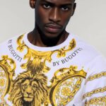 Yellow Lion Patterned Slim Fit White Sweatshirt - Wessi