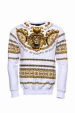 Yellow-Lion-Patterned-Slim-Fit-White-Sweatshirt-Wessi-5
