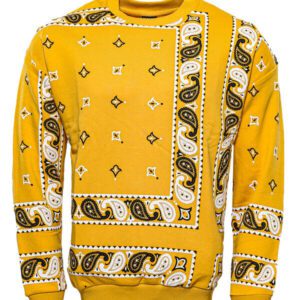 Yellow Patterned Crew Neck Sweater - Wessi