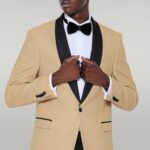 Yellow Shawl Lapel Sparkly Tuxedo Jacket - Wessi