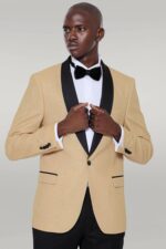 Yellow Shawl Lapel Sparkly Tuxedo Jacket