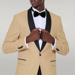 Yellow Shawl Lapel Sparkly Tuxedo Jacket - Wessi
