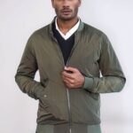 Zippered Flap Pockets Khaki Men Bomber Coat - Wessi