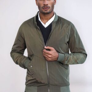 Zippered Flap Pockets Khaki Men Bomber Coat - Wessi