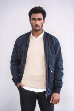 Zippered-Flap-Pockets-Navy-Blue-Men-Bomber-Coat-Wessi-3