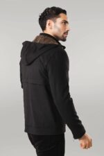 Zippered-Sleeve-Hooded-Black-Men-Coat-Wessi-2