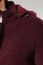 Zippered-Sleeve-Hooded-Burgundy-Coat-Wessi-1