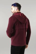 Zippered-Sleeve-Hooded-Burgundy-Coat-Wessi-2