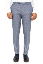 Houndstooth Patterned Blue Men Pants Wessi