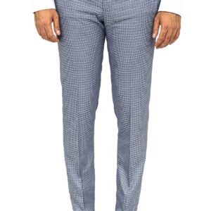 Houndstooth Patterned Blue Men Pants Wessi