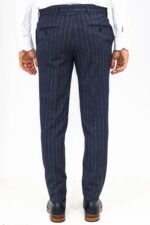 Striped Slim Fit Navy Blue Men Pants Wessi 4