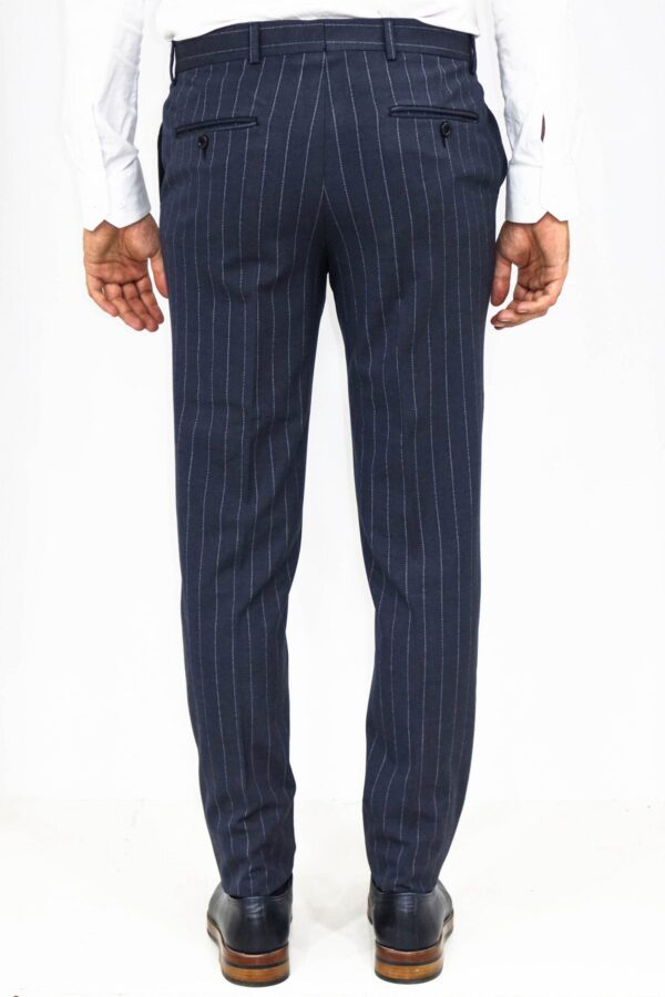 Striped Slim Fit Navy Blue Men Pants Wessi 4
